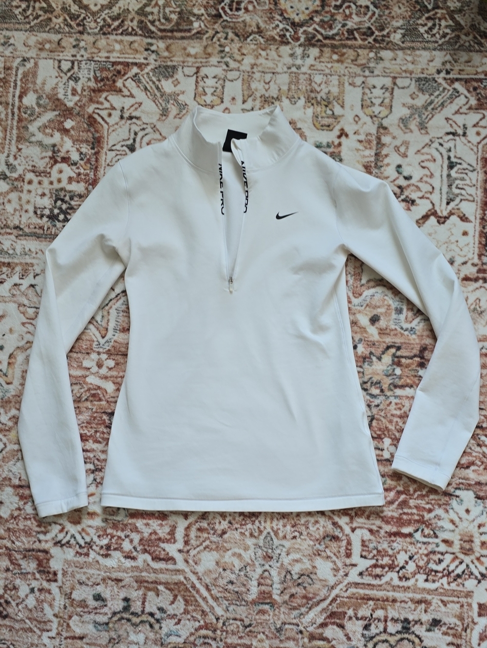 NikePro Dri-fit White Long-Sleeve Half Zip Pullover Size Small